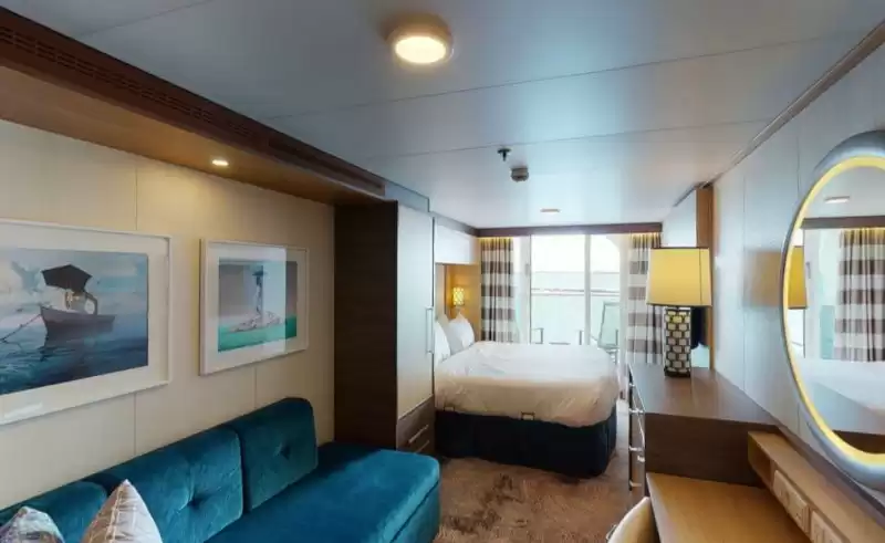 Cabina comunicada con vista al mar y balcón