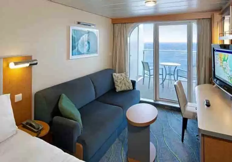 Cabina comunicada con vista al mar y balcón