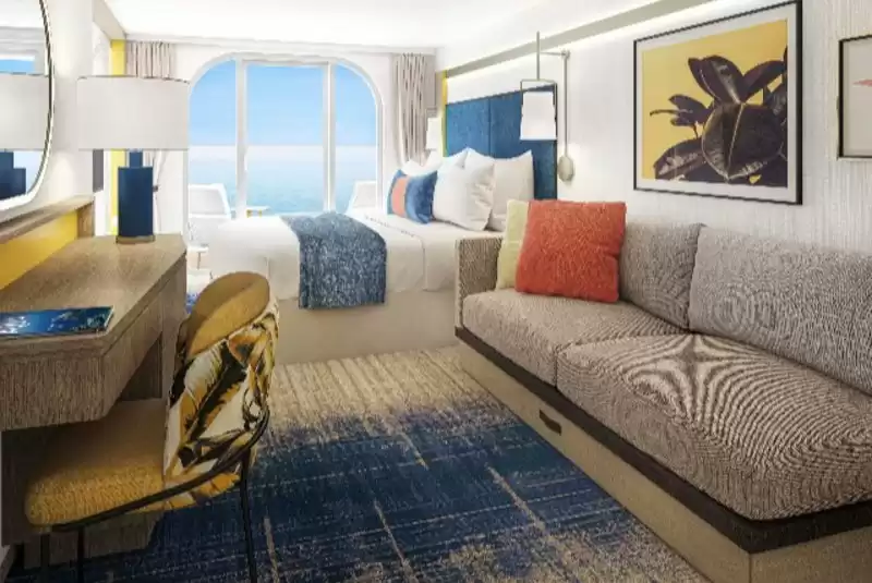 Cabina con vista al mar y balcón